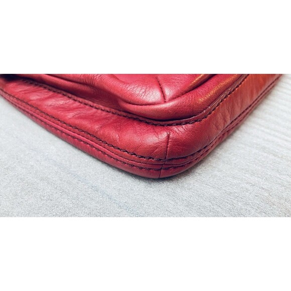 Fossil Magenta Pink Leather Crossbody Bag Purse Soft Cowhide ~ 11"x10"  VGUC - Picture 6 of 12